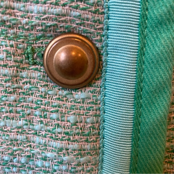 J. Crew Spearmint Green Tweed Collarless Jacket size 00 - Picture 3 of 5